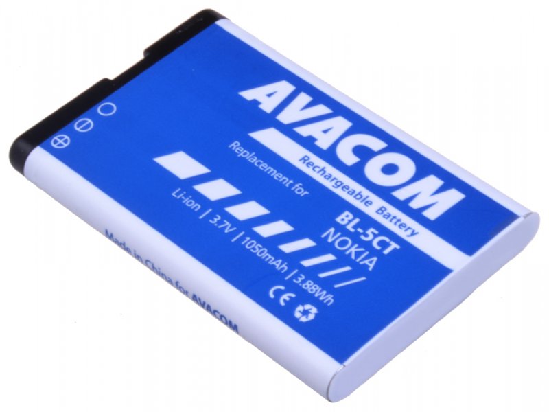 Baterie AVACOM GSNO-BL5CT-S1050A do mobilu Nokia 6303, 6730, C5, Li-Ion 3,7V 1050mAh - obrázek č. 1