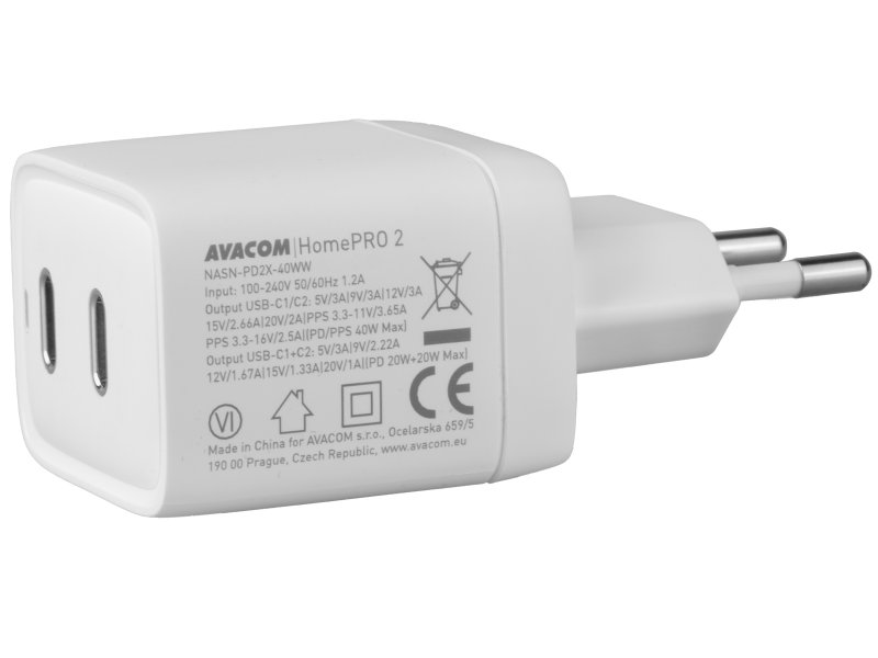 AVACOM HomePRO 2 síťová nabíječka s Power Delivery 40W se dvěma USB-C výstupy - obrázek č. 1