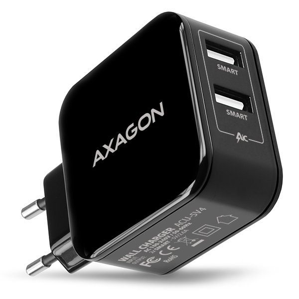 AXAGON ACU-5V4, dual SMART nabíječka do sítě, 2x port 5V-2.6A + 2.6A, 26W - obrázek č. 1