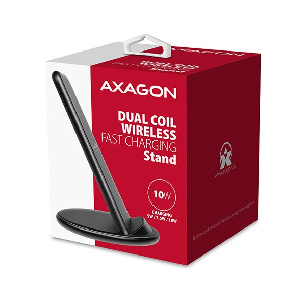 AXAGON WDC-S10D, stojánková bezdrátová rychlonabíječka, Qi 5/ 7.5/ 10W, dvoucívková, micro USB - obrázek č. 7