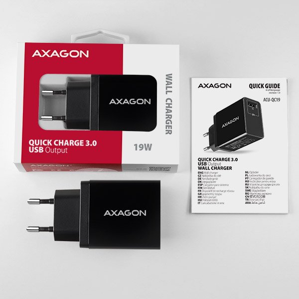 AXAGON ACU-QC19, QC nabíječka do sítě 19W, 1x USB-A port, QC3.0/ AFC/ FCP/ SMART, černá - obrázek č. 8