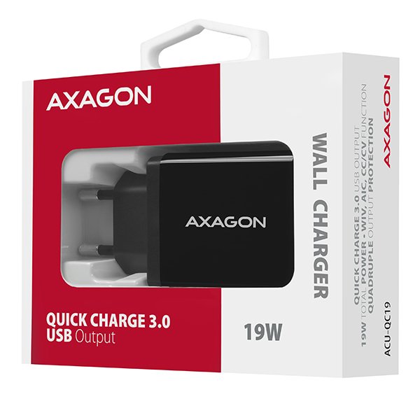 AXAGON ACU-QC19, QC nabíječka do sítě 19W, 1x USB-A port, QC3.0/ AFC/ FCP/ SMART, černá - obrázek č. 9