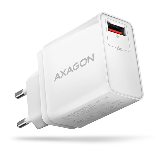 AXAGON ACU-QC19W, QC nabíječka do sítě 19W, 1x USB-A port, QC3.0/ AFC/ FCP/ SMART, bílá - obrázek produktu
