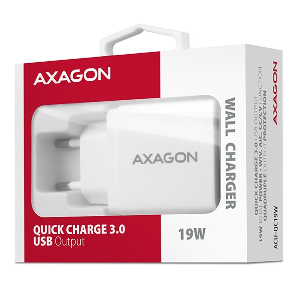 AXAGON ACU-QC19W, QC nabíječka do sítě 19W, 1x USB-A port, QC3.0/ AFC/ FCP/ SMART, bílá - obrázek č. 8