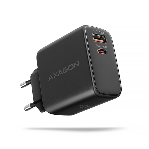 AXAGON ACU-PQ45 GaN nabíječka do sítě 45W, 2x port (USB-A + USB-C), PD3.0/ PPS/ QC4+/ SFC 2.0/ AFC/ Apple - obrázek produktu