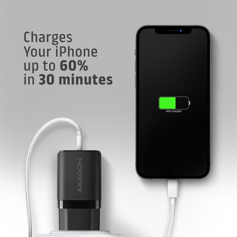 AXAGON ACU-PQ33, GaN nabíječka do sítě 33W, USB-A + USB-C, PD3.0 / PPS / QC4+ / SFC2.0 / Apple, černá - obrázek č. 8