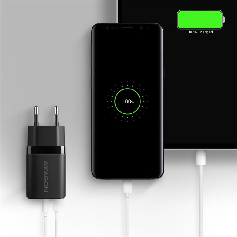 AXAGON ACU-PQ33, GaN nabíječka do sítě 33W, USB-A + USB-C, PD3.0 / PPS / QC4+ / SFC2.0 / Apple, černá - obrázek č. 7