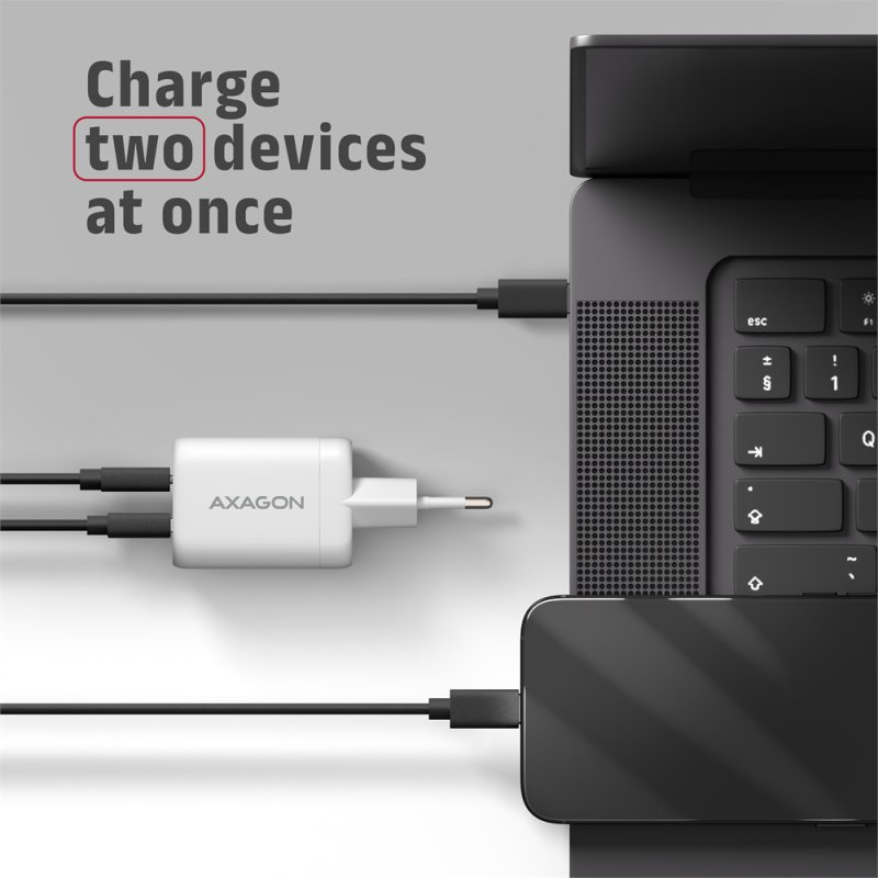 AXAGON ACU-PQ100W, GaN nabíječka do sítě 100W, USB-A + USB-C, PD3.0 / PPS / QC4+ / SFC2.0 / Apple, bílá - obrázek č. 9