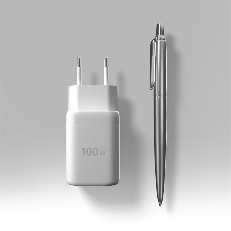 AXAGON ACU-PQ100W, GaN nabíječka do sítě 100W, USB-A + USB-C, PD3.0 / PPS / QC4+ / SFC2.0 / Apple, bílá - obrázek č. 2