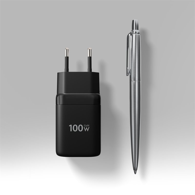 AXAGON ACU-PQ100, GaN nabíječka do sítě 100W, USB-A + USB-C, PD3.0 / PPS / QC4+ / SFC2.0 / Apple, černá - obrázek č. 2