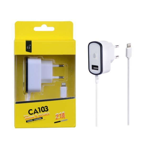 Aligator Nabíječka PLUS CA103, kabel pro iPhone5 + USB výstup 5V/ 2,1A - černá - obrázek produktu