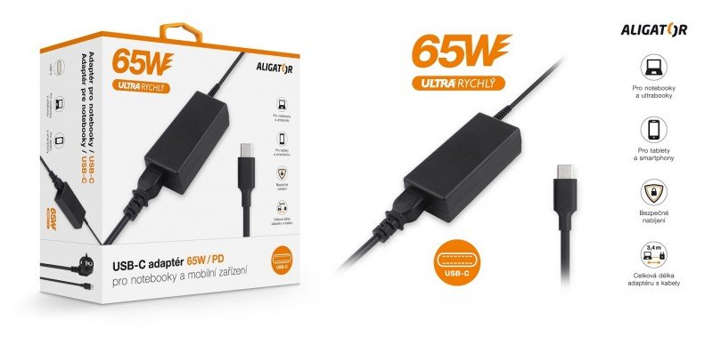 Aligator Power Delivery 65W USB-C adaptér - obrázek č. 4