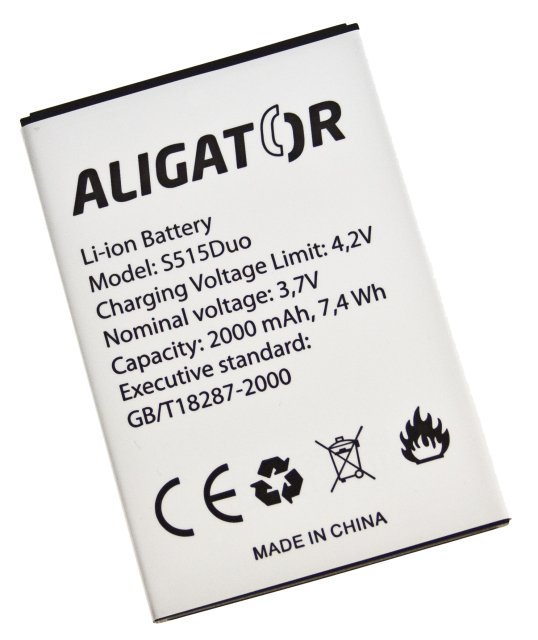 Aligator baterie S515 Duo, Li-Ion 2000 mAh bulk - obrázek produktu