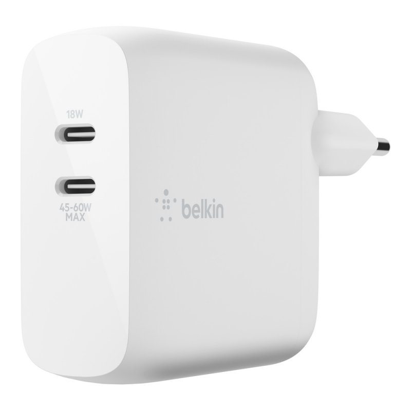 Belkin Duální nástěnná nabíječka USB-C GaN 63 W (45 W + 18 W) - obrázek produktu