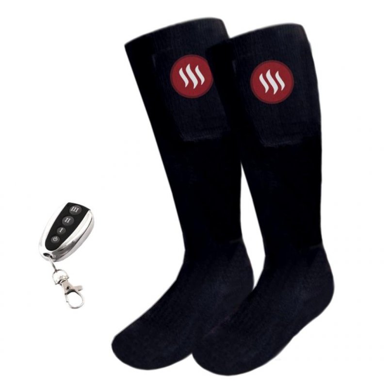 Glovii - Vyhřívané lyžařské ponožky s dálkovým, velit L (41-46), černé - obrázek produktu