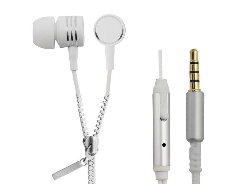 Esperanza EH161W ZIPPER zipová stereo sluchátka do uší s mikrofonem, bílá - obrázek produktu