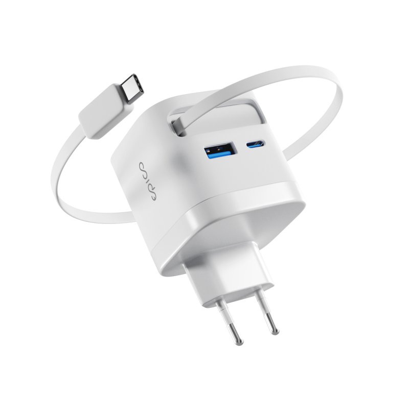 Epico UltraBoost Retractable GaN 65W adaptér EA65c se zabudovaným kabelem - obrázek produktu