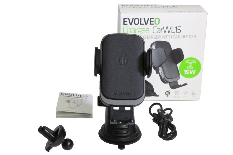 EVOLVEO Chargee CarWL15, držák pro mobilní telefon do auta s bezdrátovou nabíječkou 15W - obrázek č. 2