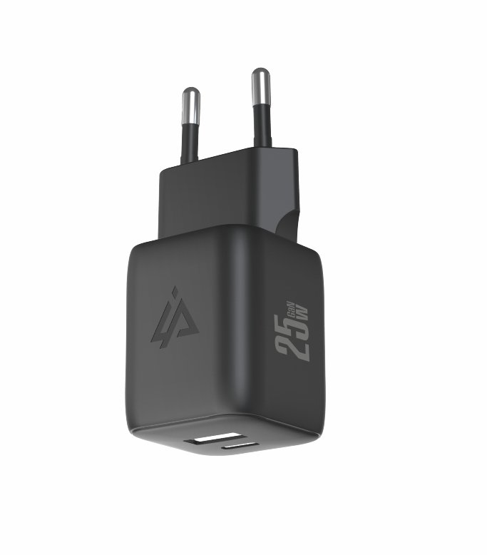 GaN SÍŤOVÁ NABÍJEČKA 25W (USB-C + USB-A) ČERNÁ - obrázek č. 1