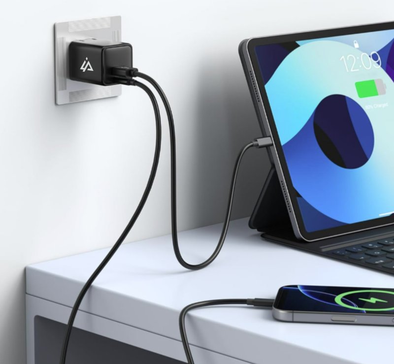 GaN SÍŤOVÁ NABÍJEČKA 45W (USB-C + USB-A) ČERNÁ - obrázek č. 2