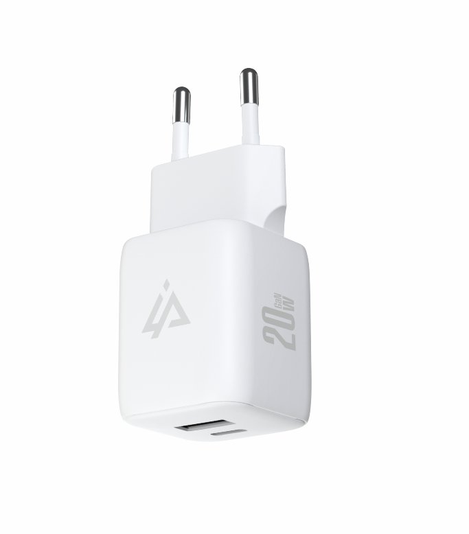 GaN SÍŤOVÁ NABÍJEČKA 20W (USB-C + USB-A) BÍLÁ - obrázek č. 1