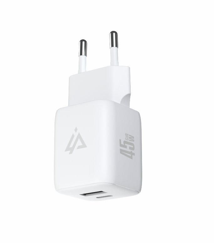GaN SÍŤOVÁ NABÍJEČKA 45W (USB-C + USB-A) BÍLÁ - obrázek č. 1