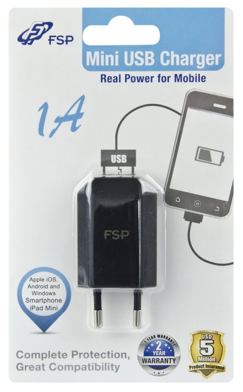 FSP/ Fortron USB AC nabíječka, 1xUSB, 5V, 1A, černá - obrázek č. 3