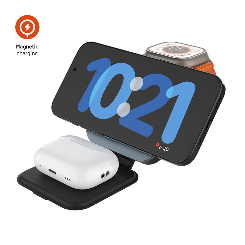 QI stojánek 3v1 FIXED MagFlex Alu - obrázek produktu
