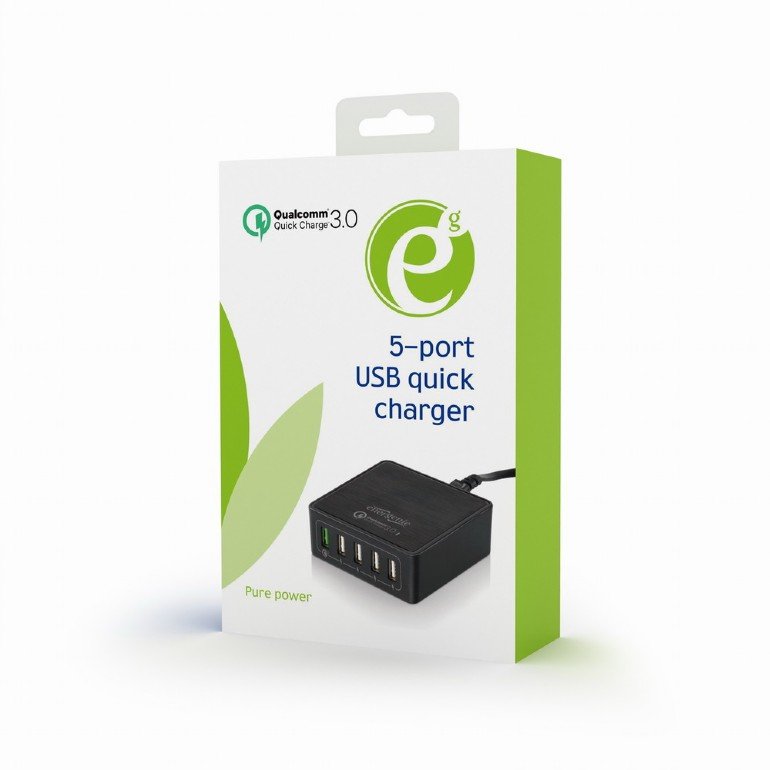 GEMBIRD 5-port USB quick charger, QC 3.0, black - obrázek produktu