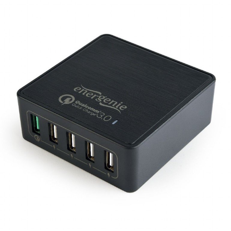 GEMBIRD 5-port USB quick charger, QC 3.0, black - obrázek č. 1