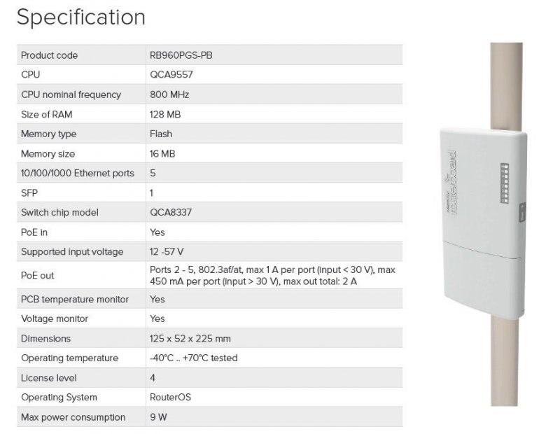 MIKROTIK RB960PGS-PB,5xGB LAN,1xSFP,800MHz,128RAM - obrázek č. 5