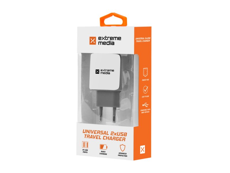 Universální nabíječka Natec 2,1A, 2x USB, bílo-šedá - obrázek č. 3