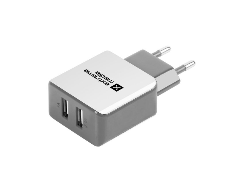 Universální nabíječka Natec 2,1A, 2x USB, bílo-šedá - obrázek č. 1