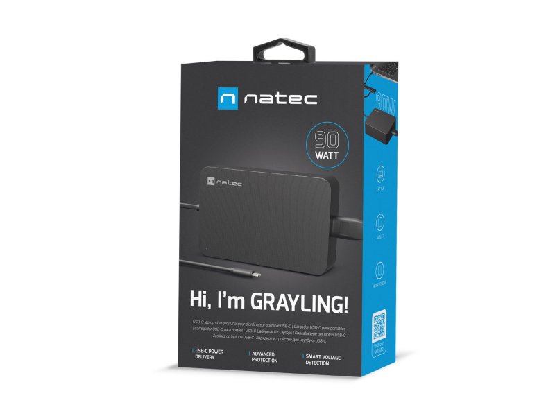 Nabíječka Natec GRAYLING 90W USB-C pro notebooky, tablety, smartphony - obrázek č. 2