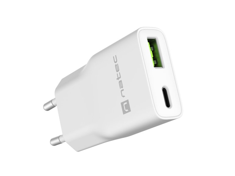 Univerzální USB nabíječka Natec RIBERA GaN SLIM, 20 W, 1X USB-A + 1X USB-C, Bílá - obrázek č. 6