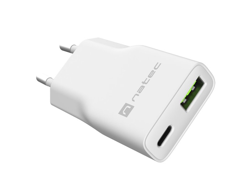 Univerzální USB nabíječka Natec RIBERA GaN SLIM, 20 W, 1X USB-A + 1X USB-C, Bílá - obrázek č. 9