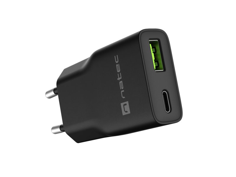 Univerzální USB nabíječka Natec RIBERA GaN SLIM, 20 W, 1X USB-A + 1X USB-C, Černá - obrázek č. 6