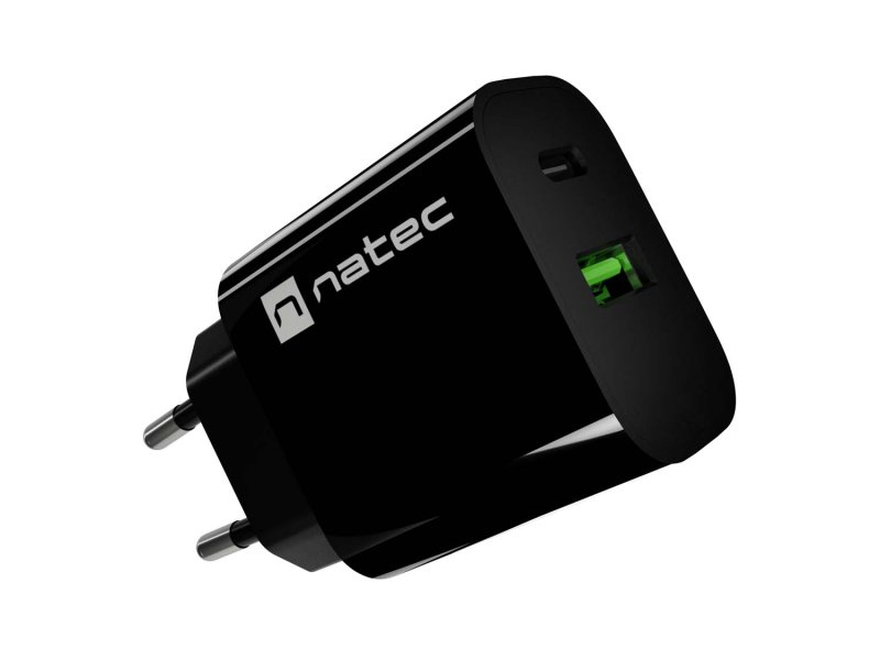 Univerzální nabíječka Natec RIBERA 20 W, 1X USB-A + 1X USB-C, černá - obrázek č. 2