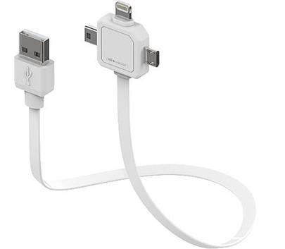Data kabel PowerCube POWER USB CABLE, White, multi-vidlice (MicroUSB, MiniUSB, Apple Lithning) - obrázek produktu