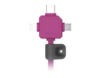 PowerCube USBcable USB-C CABLE, Pink, multi-vidlice (MicroUSB, Apple Lithning, USB-C), kabel 1,5m - obrázek produktu