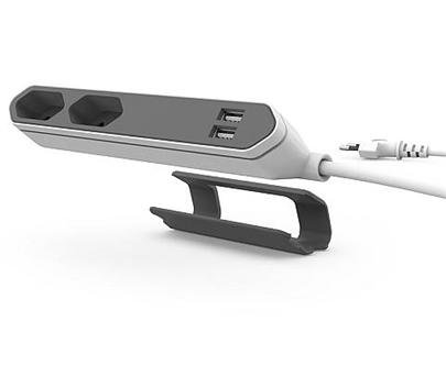 Zásuvka prodluž. PowerCube POWERBAR USB, Grey, 2x rozbočka, 2x USB, kabel 1,5m - obrázek produktu