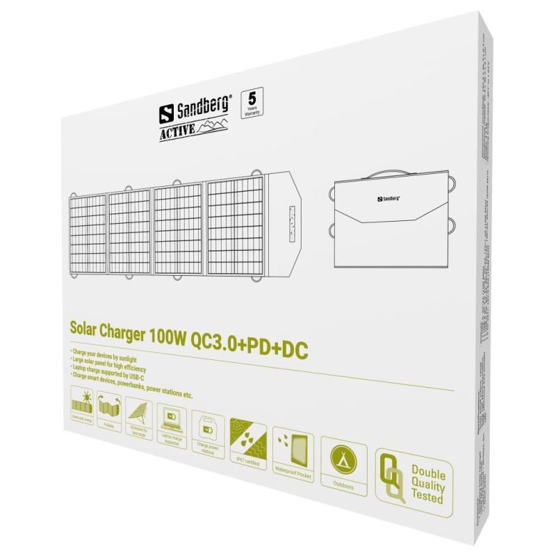Sandberg solární panel - nabíječka, výkon 100W , QC3.0+PD+DC, černá - obrázek č. 5