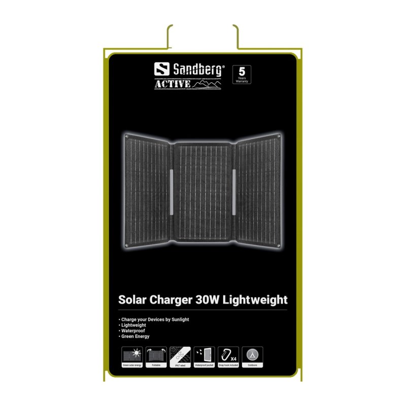 Sandberg Solar Charger 30W USB / USB-C / DC, skládací solární nabíječka, černá - obrázek č. 3