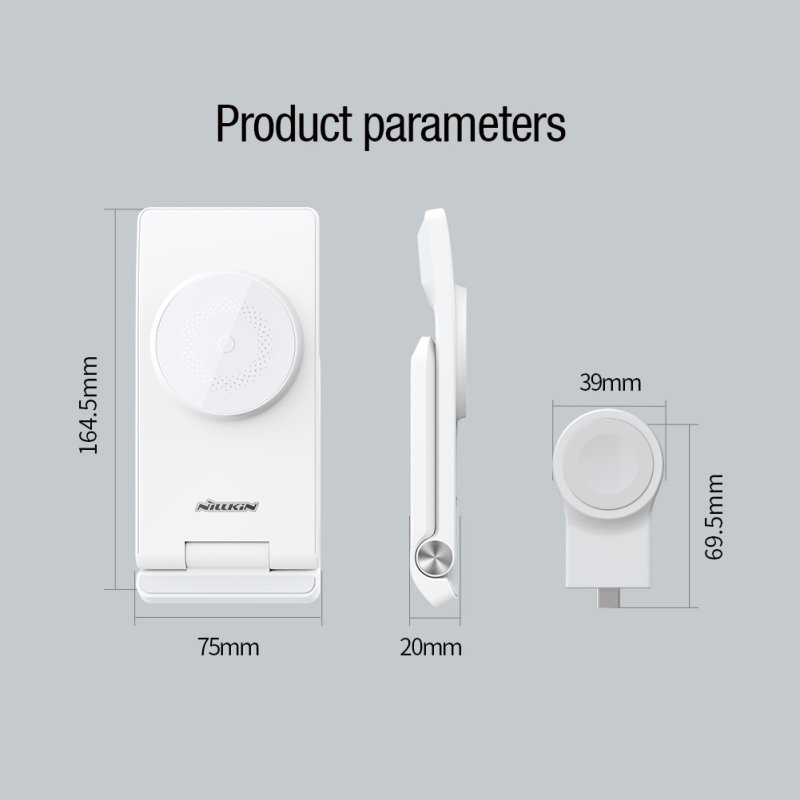 Nillkin PowerTrio 3v1 Bezdrátová Nabíječka MagSafe pro Apple Watch White (MFI) - obrázek č. 1