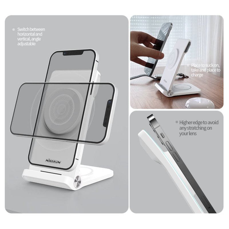 Nillkin PowerTrio 3v1 Bezdrátová Nabíječka MagSafe pro Samsung Watch White - obrázek č. 4