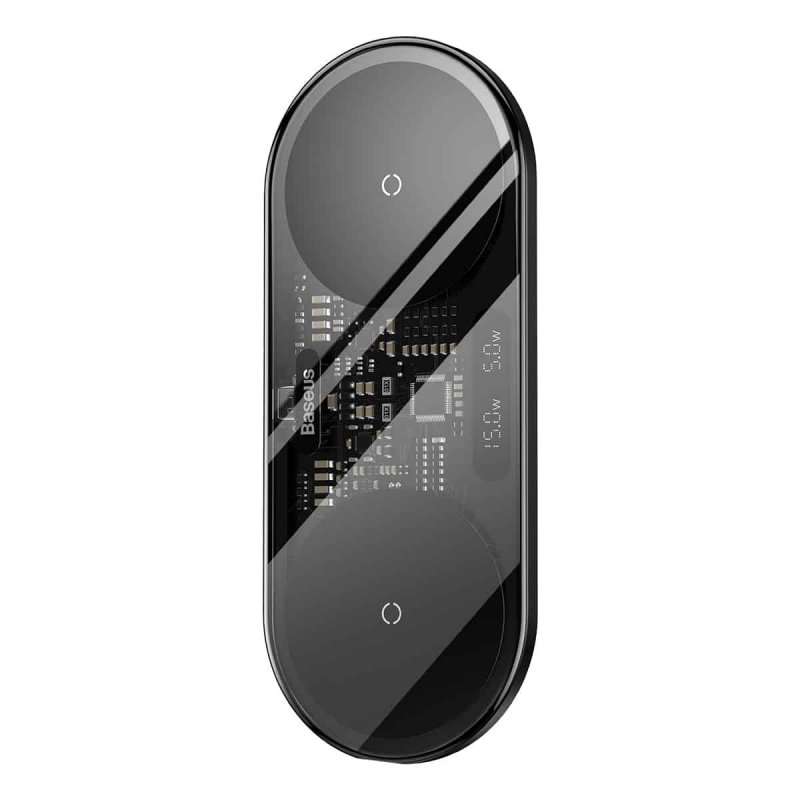 Baseus WXSX010101 LED Display 2in1 Bezdrátová Nabíječka 20W (s USB-C Kabelem 1m Black) Black - obrázek č. 2