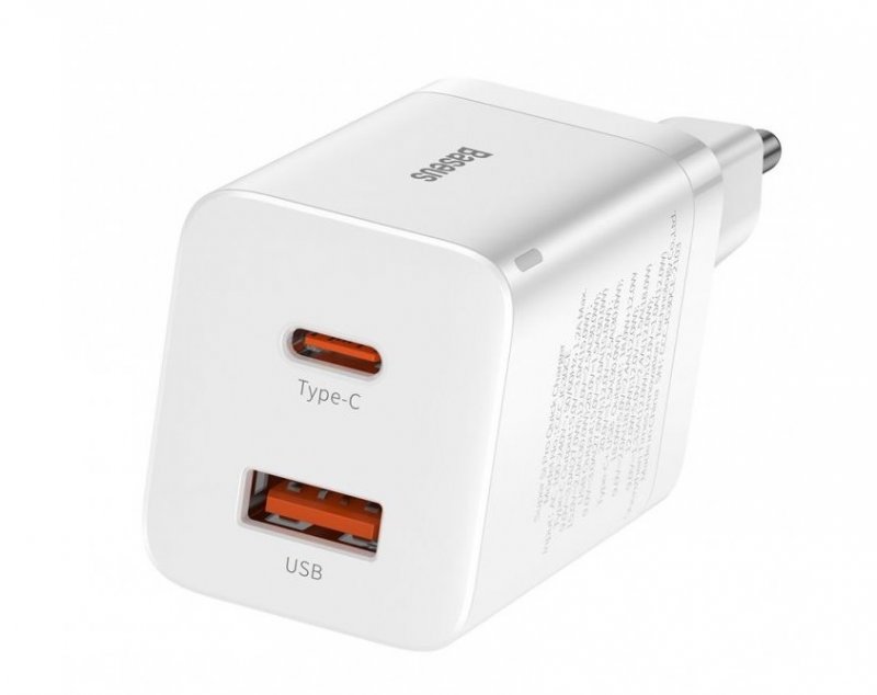 Baseus CCSUPP-E02 Super Si Quick Nabíječka USB + USB-C 30W White - obrázek produktu
