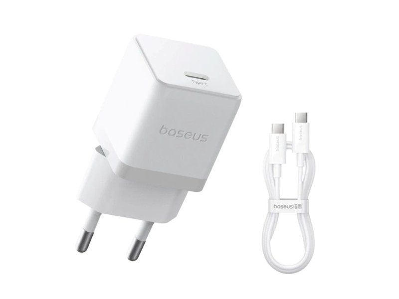 Baseus Palm Fast Nabíječka USB-C 20W + Datový Kabel USB-C / USB-C 1m White - obrázek produktu