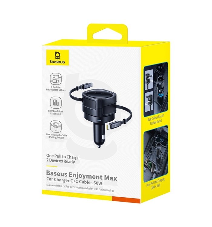 Baseus Enjoyment Max Nabíječka do Auta USB-C / USB-C 60W Cosmic Black - obrázek č. 2