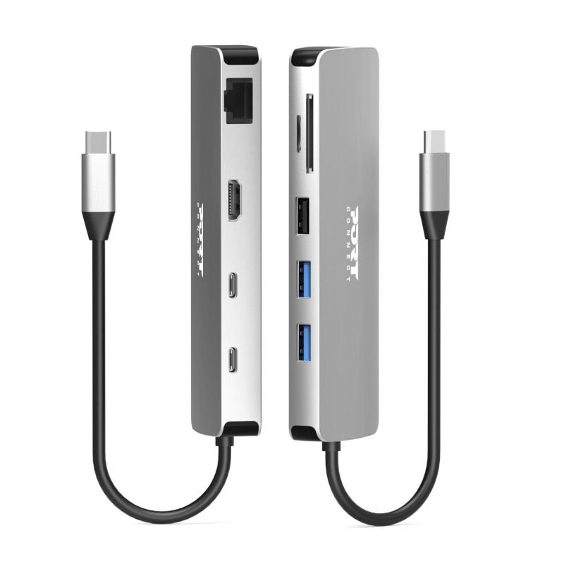 PORT CONNECT USB-C 1× 4K dokovací stanice, 9v1, hliníková konstrukce, 85W PD, stříbrná - obrázek č. 2
